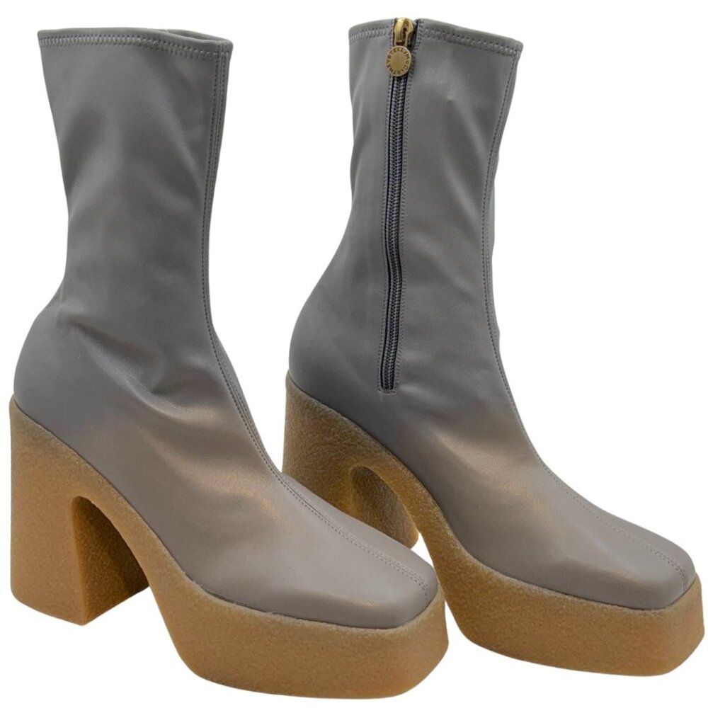 Stella McCartney Gray Skyla Heeled Boots Size 38.5